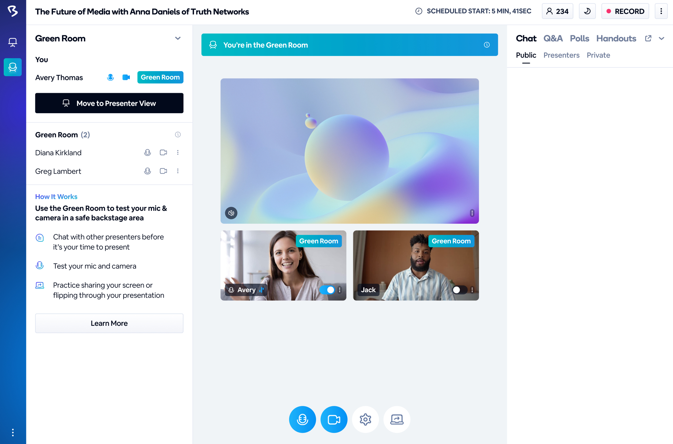 Green Room backstage area